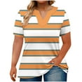 thumbnail image 1 of yillto Women's Plus Size Blouse Summer Short Sleeve V Neck Striped Tunic Top Causal Loose Shirts, 1 of 5