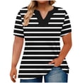 thumbnail image 1 of yillto Women's Plus Size Blouse Summer Short Sleeve V Neck Striped Tunic Top Casual Loose Shirts, 1 of 5