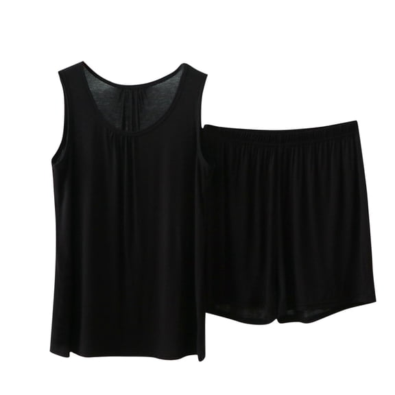 yillto Women's Plus Size Pajamas Sets Sleeveless Tank Tops and Sleepwear Loose Shorts 2 Piece Set