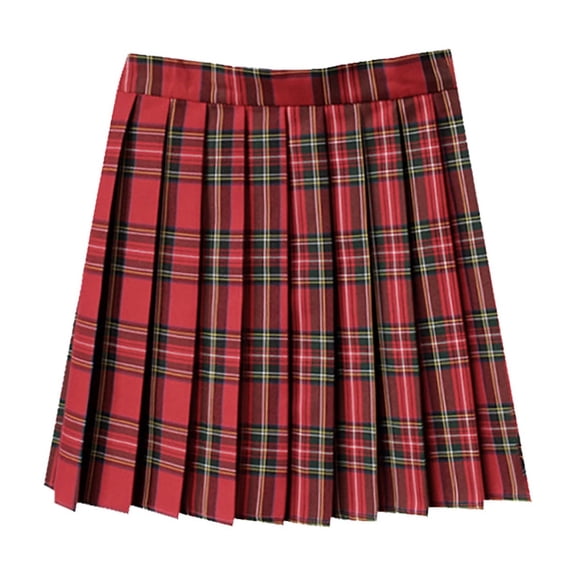yillto Women's Plus Size Plaid Skirts Pleated High Waist A Lined Causal Mini Skater Skirts M-XXXXL