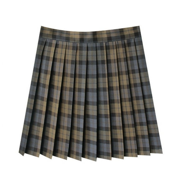 yillto Women's Plus Size Plaid Skirts Pleated High Waist A Lined Causal Mini Skater Skirts M-XXXXL