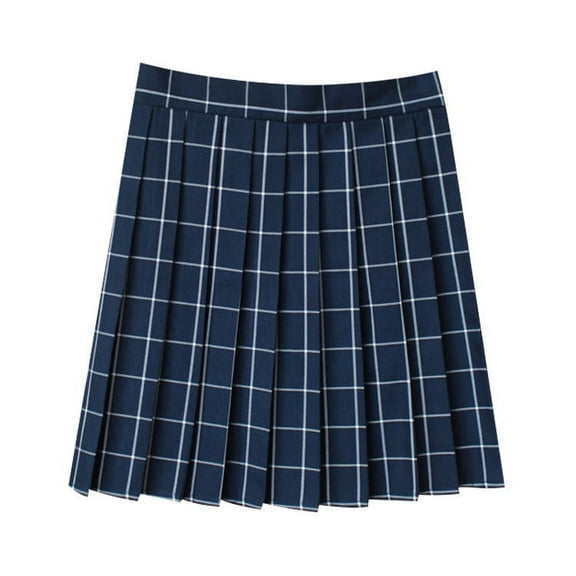 yillto Women's Plus Size Plaid Skirts Pleated High Waist A Lined Causal Mini Skater Skirts M-XXXXL