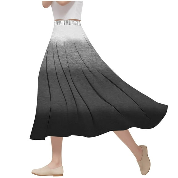 yillto Women's Plus Size Skirts Elastic High Waist Flowy Summer Causal Ladies A Lined Long Skirt