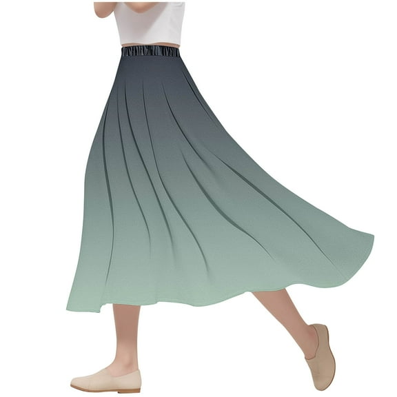 yillto Women's Plus Size Skirts Elastic High Waist Flowy Summer Causal Ladies A Lined Long Skirt