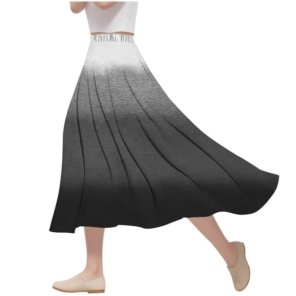 yillto Women's Plus Size Skirts Elastic High Waist Flowy Summer Causal Ladies A Lined Long Skirt