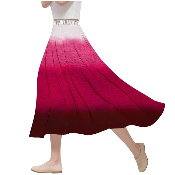 yillto Women's Plus Size Skirts Elastic High Waist Flowy Summer Causal Ladies A Lined Long Skirt