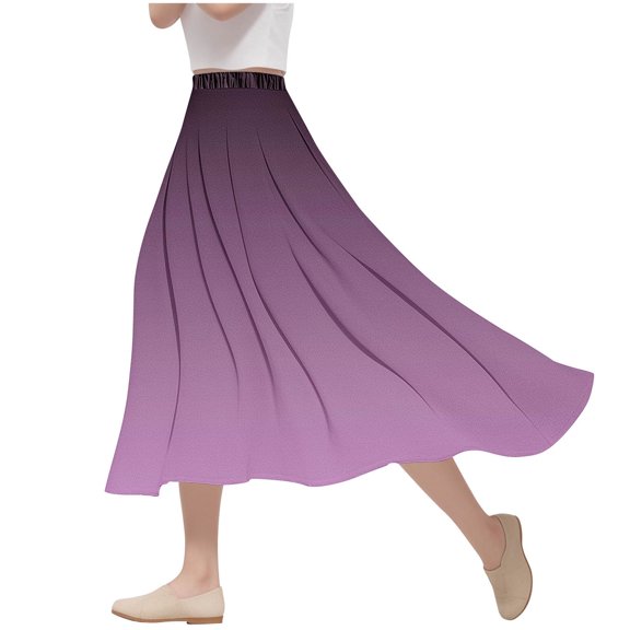 yillto Women's Plus Size Skirts Elastic High Waist Flowy Summer Causal Ladies A Lined Long Skirt