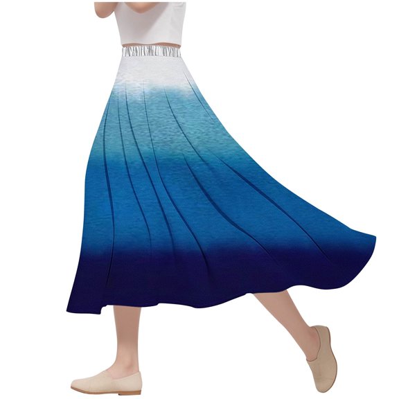 yillto Women's Plus Size Skirts Elastic High Waist Flowy Summer Causal Ladies A Lined Long Skirt
