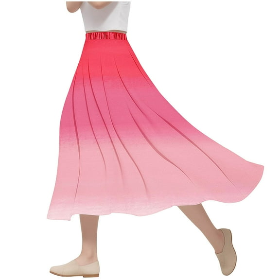 yillto Women's Plus Size Skirts Elastic High Waist Flowy Summer Causal Ladies A Lined Long Skirt