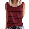 thumbnail image 1 of yillto Women's Plus Size Sleeveless Tank Top Loose Casual Crew Neck Striped T Shirts Basic Tee Tops, 1 of 4