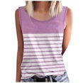 thumbnail image 1 of yillto Women's Plus Size Sleeveless Tank Top Loose Casual Crew Neck Striped T Shirts Basic Tee Tops, 1 of 4
