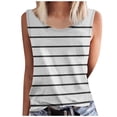 thumbnail image 1 of yillto Women's Plus Size Sleeveless Tank Top Loose Casual Crew Neck Striped T Shirts Basic Tee Tops, 1 of 4