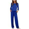 thumbnail image 1 of yillto Women's Set 2 Piece 3/4 Sleeve Tops and Wide Leg Lounge Pant Sweatsuit Fall Casual Outfits, 1 of 7