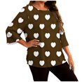 thumbnail image 1 of yillto Women's Plus Size Valentine's Day Tops 3/4 Sleeve Heart Blouse Crewneck Dressy Casual Loose Shirts, 1 of 6