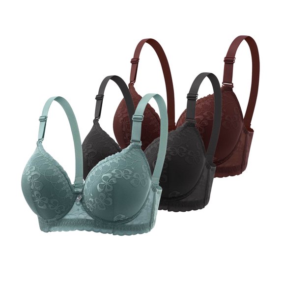 yillto Women's Push up Bras Plus Size Full Coverage Supportive Padded Underwire Bralettes 3 Pack