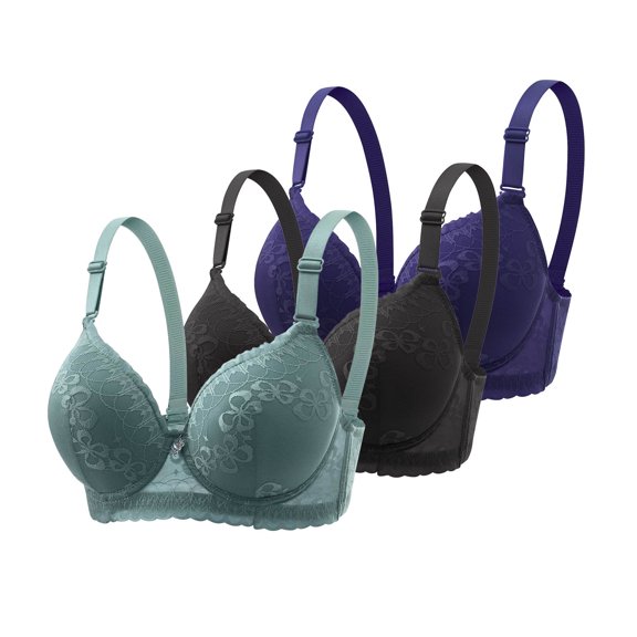 yillto Women's Push up Bras Plus Size Full Coverage Supportive Padded Underwire Bralettes 3 Pack