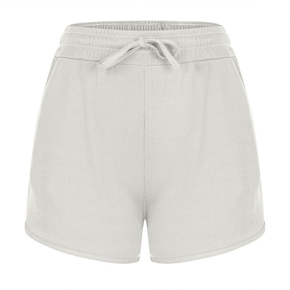 yillto Women's Ribbed High Waist Workout Shorts Loose Athletic Yoga Gym Running Shorts with Pockets