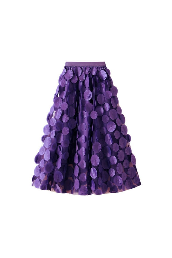 Women's Ruffles Skirts Pleated High Waist Fluffy Maxi Skirt Mesh Fashion Dress Long Party Skirt