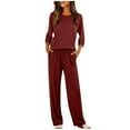 thumbnail image 1 of yillto Women's Set 2 Piece 3/4 Sleeve Tops and Wide Leg Lounge Pant Sweatsuit Fall Casual Outfits, 1 of 7