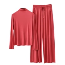 yillto Women's Sets 2 Piece Long Sleeve Top and Wide Leg Pants Soft Comfy Loungewear Set Outfits