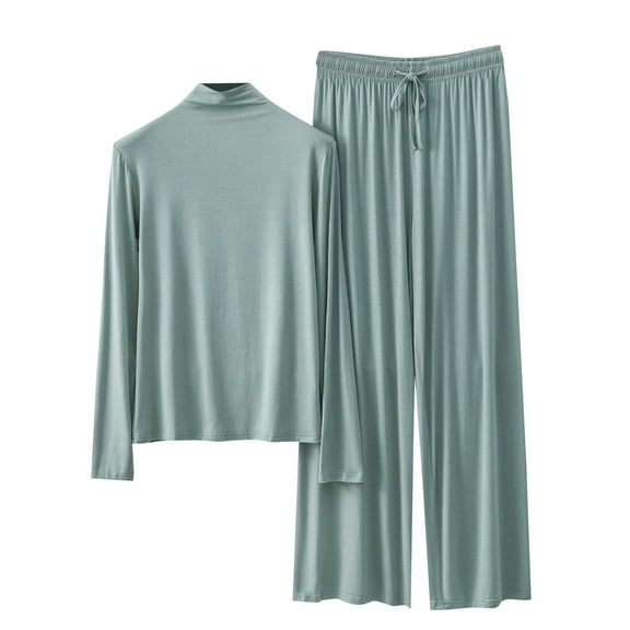 yillto Women's Sets 2 Piece Long Sleeve Top and Wide Leg Pants Soft Comfy Loungewear Set Outfits