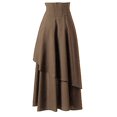thumbnail image 1 of yillto Women's Skirt Vintage High Waist Drawstring Irregular Ruffle Hem Flowy Long Skirts for Women, 1 of 3