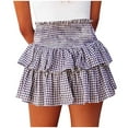 thumbnail image 1 of yillto Women's Smock Skirt Plaid High Waisted Ruffle Short Skirts Tiered Layered Flowy Mini Skirts, 1 of 5