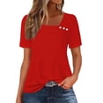 thumbnail image 1 of yillto Women's Square Neck Short Sleeve Tops Summer Fashion Trendy Tunic Shirt Casual Dressy Blouse, 1 of 4