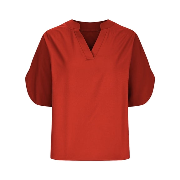 yillto Women's Summer Chiffon Blouses Bell Short Sleeve Tshirts Casual Loose Flowy Dressy Work Tops for Leggings