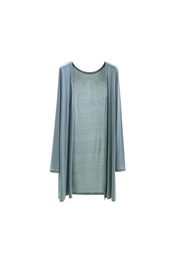 Women's Summer Maxi Cardigan Lightweight Long Sleeve Open Front Loose High Low Hem Duster Tops