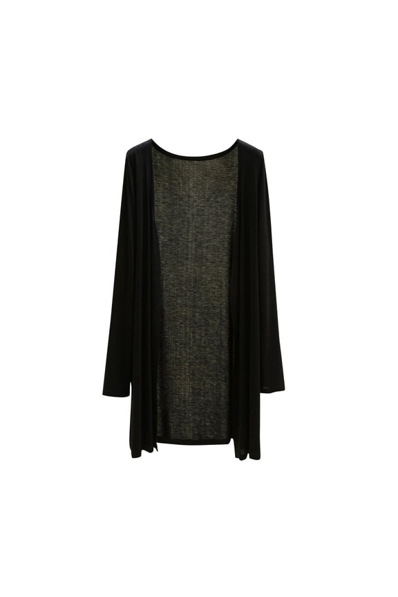 Women's Summer Maxi Cardigan Lightweight Long Sleeve Open Front Loose High Low Hem Duster Tops