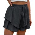 thumbnail image 1 of yillto Women's Summer Shorts Ruffle Layer High Elastic Waist Drawstring Loose Beach Cute Flowy Shorts, 1 of 7