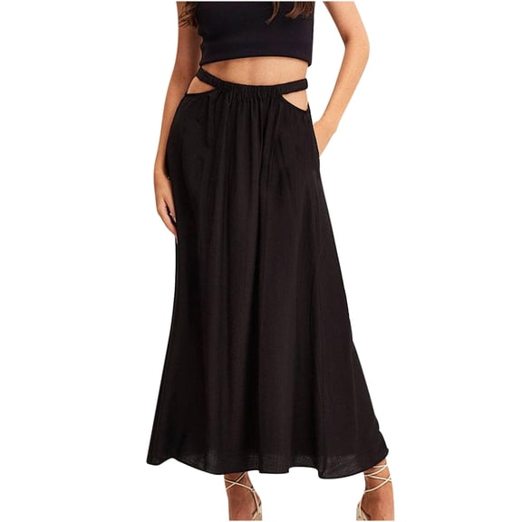 yillto Women's Summer Skirts High Waist Pleated Flowy Lightweight Long Skirts for Beach Vacation