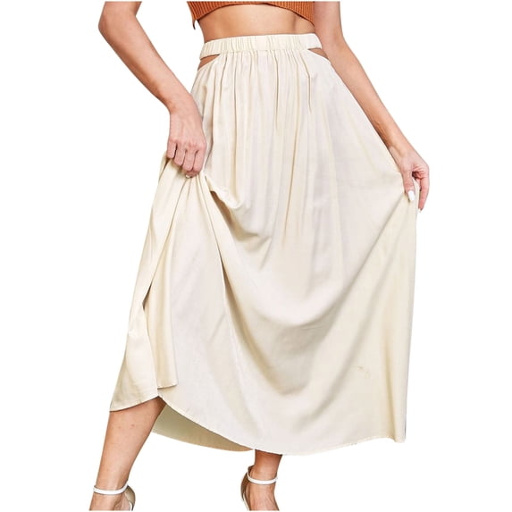 yillto Women's Summer Skirts High Waist Pleated Flowy Lightweight Long Skirts for Beach Vacation