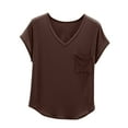 thumbnail image 1 of yillto Women's Summer Tee Soft Comfy Lightweight Short Sleeve V Neck Loose Shirts Tops with Pockets, 1 of 7