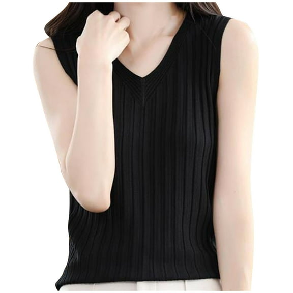 yillto Women's Summer Tops Sleeveless V Neck Business Casual Dressy Loose Blouses Tunic Tanks Shirts