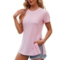 thumbnail image 1 of yillto Women's Summer Tshirts Short Sleeve Crewneck Pullover Blouse Shirts Side Split Tunic Tops, 1 of 4
