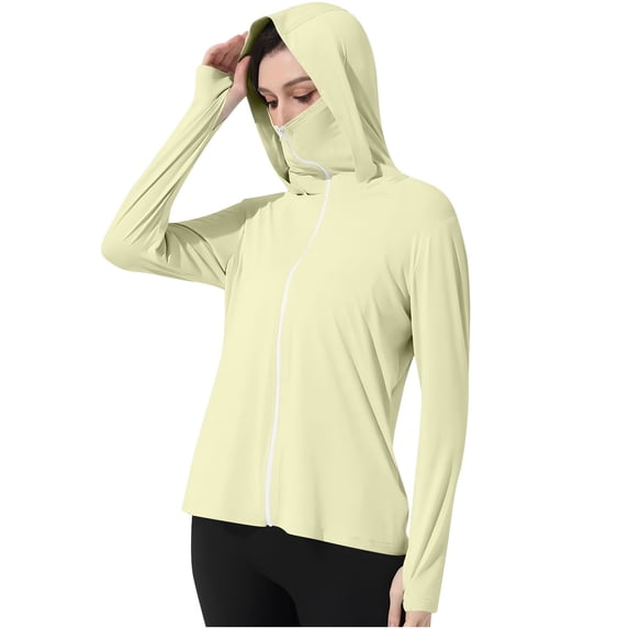 yillto Women's Sun Protection Hoodie Lightweight Athletic Jacket Full Zip Long Sleeve with Pockets Hiking