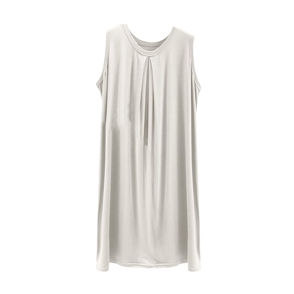 yillto Women's Tank Nightgown Sleeveless Nightshirt Sleepwear Scoopneck Pleated Loose Lounge Nightdress