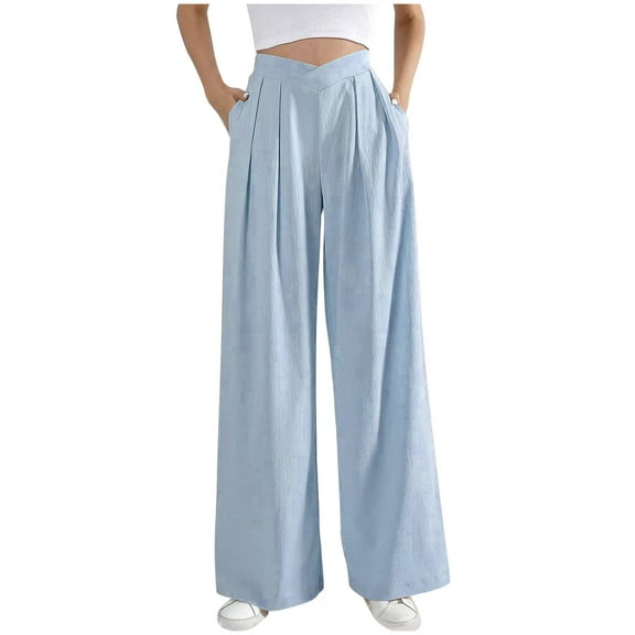 yillto Women's Trousers Wide Leg High Waist Pant Business Casual Summer Dress Pants with Pockets