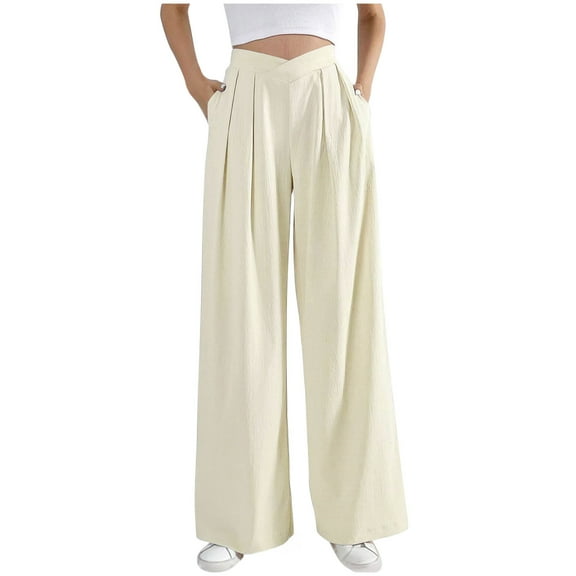 yillto Women's Trousers Wide Leg High Waist Pant Business Casual Summer Dress Pants with Pockets
