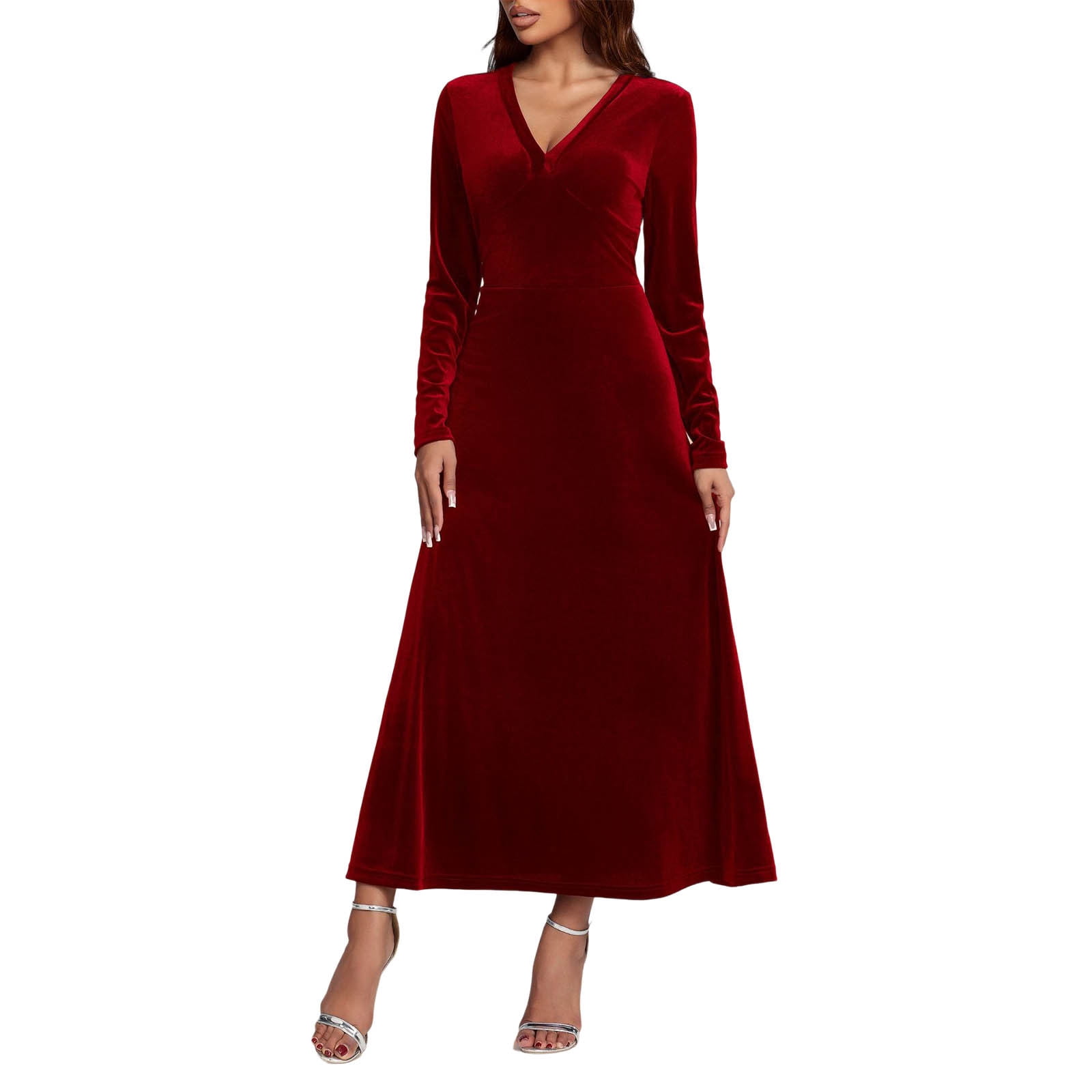 yillto Women's Velvet Dress V Neck Long Sleeve High Waist Party Formal Fall Winter Wedding Dresses - Walmart.com yillto Women's Velvet Dress V Neck Long Sleeve High Waist Party Formal Fall Winter Wedding Dresses - Walmart.com