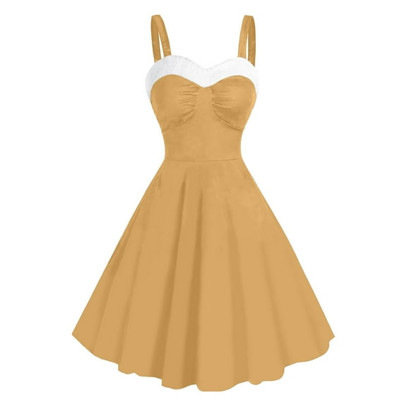 yillto Women's Vintage Dress Cocktail Party Christmas Formal Dresses A Lined Flowy Plus Size Dresses