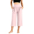 thumbnail image 1 of yillto Women's Wide Leg Palazzo Lounge Cropped Pants with Pockets Lightweight Comfy Pajama Capri Pants, 1 of 7
