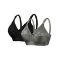 thumbnail image 1 of yillto Womens 2 Pack Bra Satin Lace Everyday Bralettes V Neck Full Coverage Adjustable Straps Lightweight Bras, 1 of 2