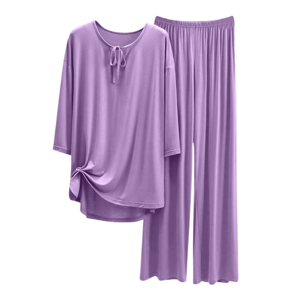 yillto Womens 2 Piece Lounge Sets Pajamas Outfits 3/4 Sleeve Tops Fall Clothes Soft Comfy Sleepwear