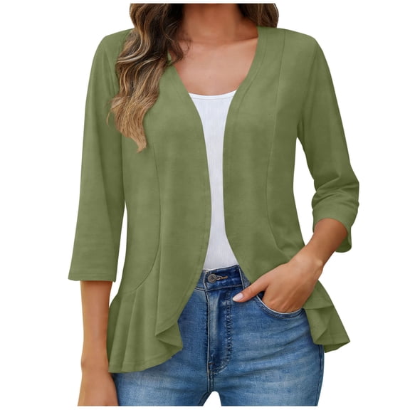 yillto Womens Summer Cardigan Cover ups 3/4 Sleeve Boho Beach Oversized Open Front Outwear Coverups