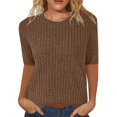 thumbnail image 1 of yillto Womens 3/4 Sleeve Blouse Ribbed Lightweight Basic Crewneck Tunic Tops Casual Business Dressy Shirts, 1 of 6