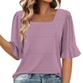 thumbnail image 1 of yillto Womens 3/4 Sleeve Shirts Summer Square Neck Tops Business Casual Loose Tunic Work Dressy Blouses, 1 of 6