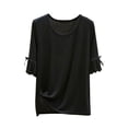 thumbnail image 1 of yillto Womens 3/4 Sleeve Top Summer Loose Short Sleeve Crew Neck Comfy Shirts for Sleepwear Loungewear, 1 of 4